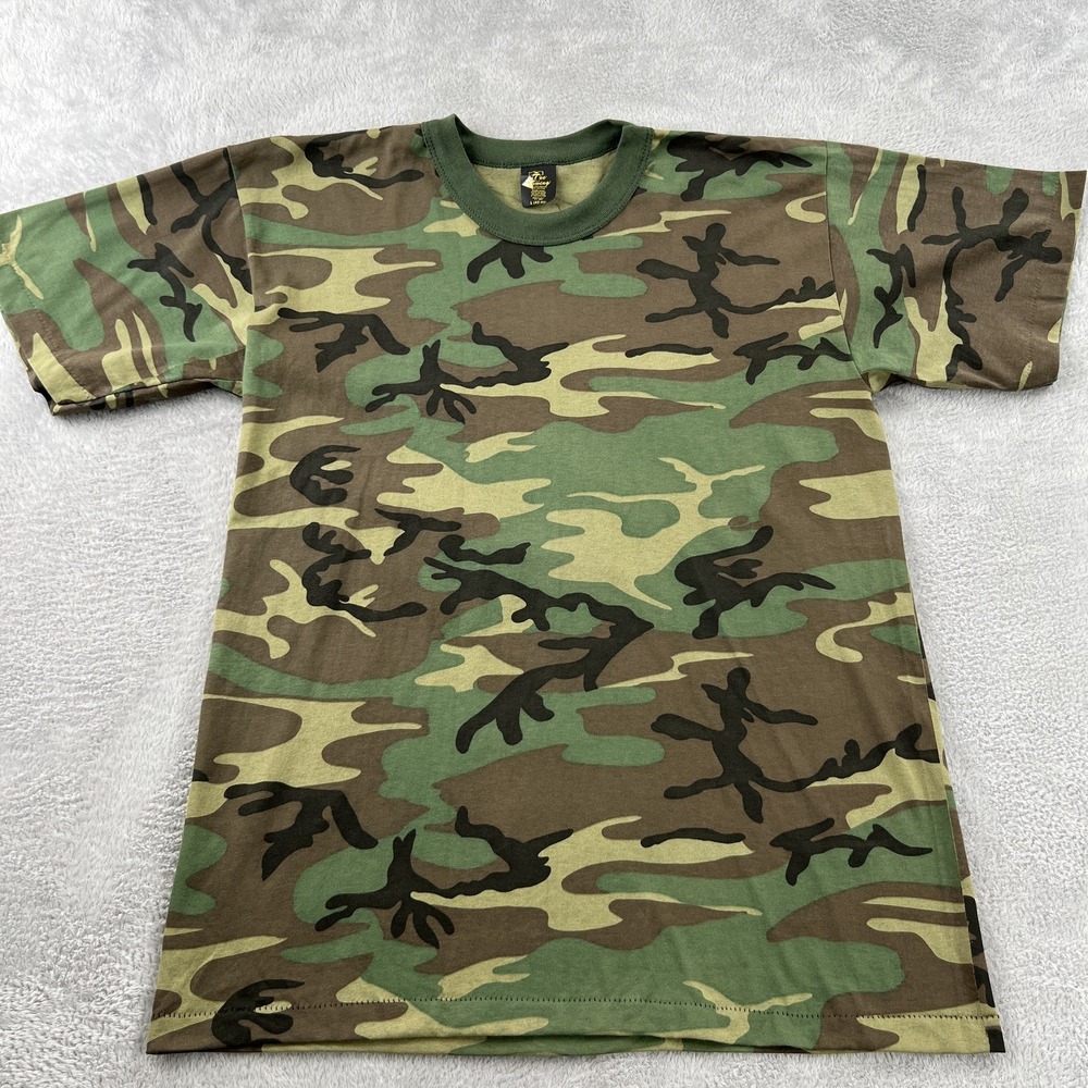 Vtg 90's Tee Swing Woodland Camo T Shirt L Green Single Stitch USA Men Military